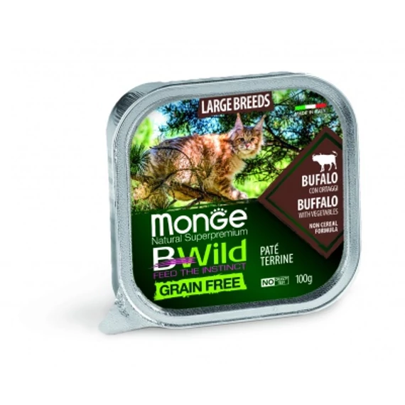 Monge BWild Grain Free Paté Terrine Large Breed - bölény zöldségekkel 100 g