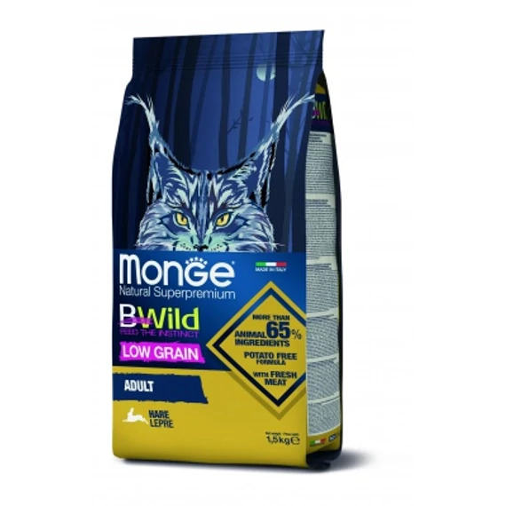 Monge BWild Low Grain Adult száraz macskatáp - vadnyúl 1.5 kg