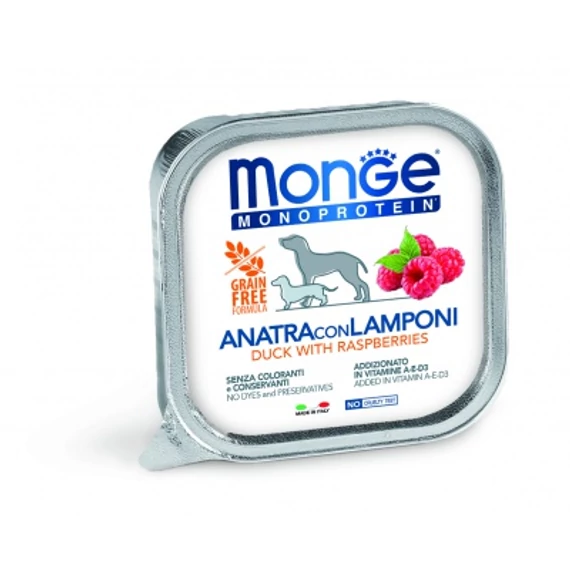 Monge Dog Monoprotein Fruits paté - kacsa, málna 150 g
