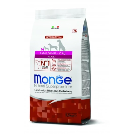 Monge Extra Small Adult Bárány, Rizs és Burgonya 2,5 Kg 12 kg