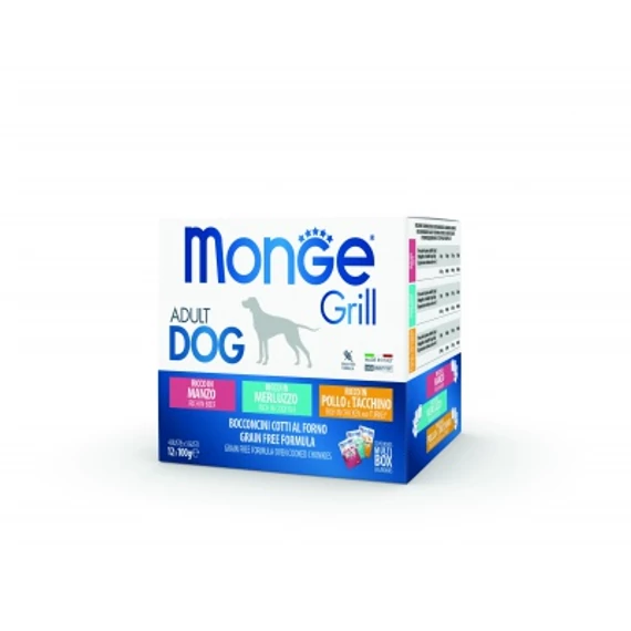 Monge Grill Dog Vegyes Falatok marha/tőkehal/csirke-pulyka - Adult 12x100 g 12 x 100 g