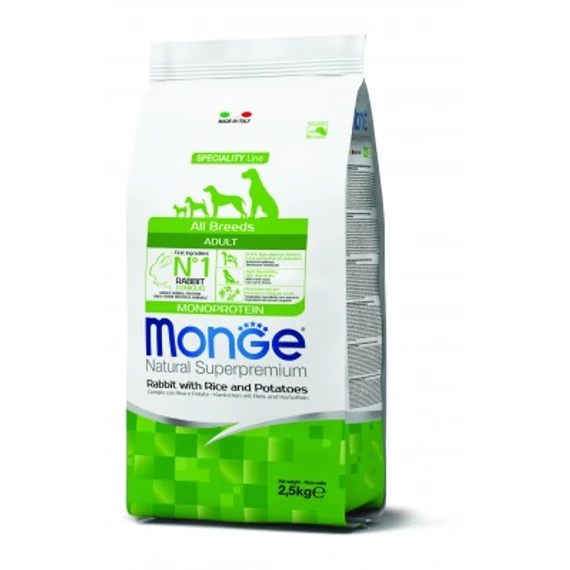 Monge Speciality Line All Breeds Adult Monoprotein - nyúl, rizs és burgonya 2.5 kg