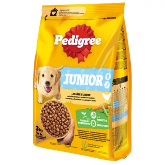Pedigree szárazeledel baromfi-zöldség ízesítésben nagy méretű kölyök kutyák részére 3 kg 85 g