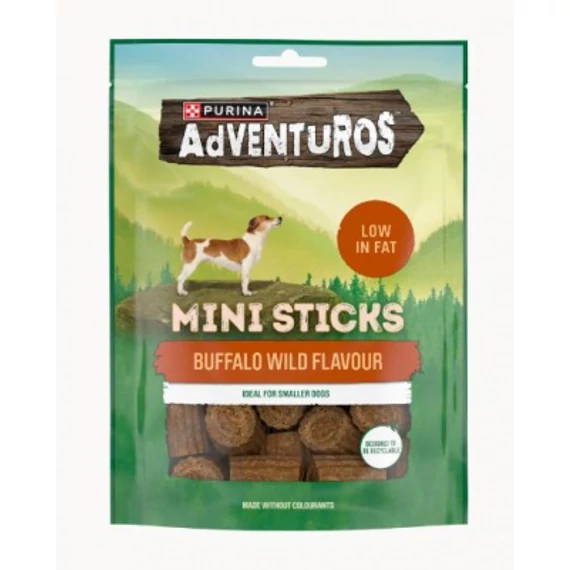 Purina Adventuros Mini Sticks - bölény ízű jutalomfalat kistestű kutyák számára 90 g