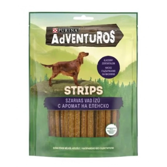 Purina Adventuros Strips Szarvas, vad ízű kutya jutalomfalat 90 g