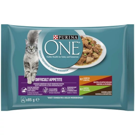 Purina ONE Difficult Appetite nedves macskaeledel - csirke, pulyka 4 x 85 g