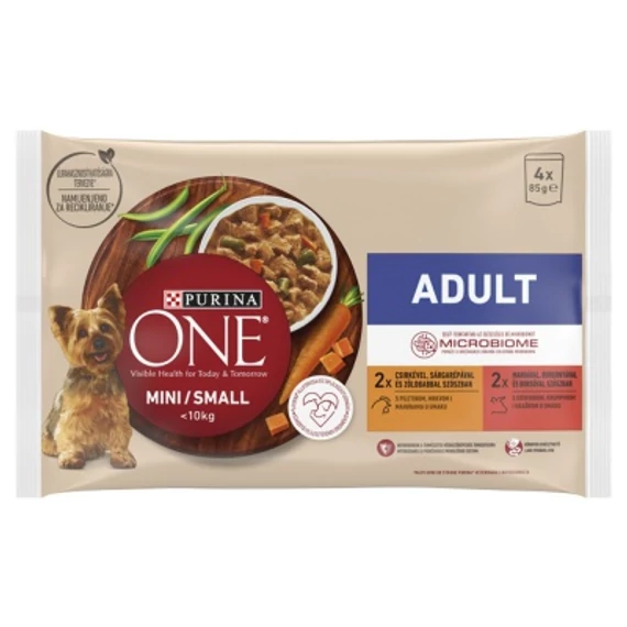 Purina ONE MINI Adult nedves kutyaeledel csirkével és marhával 4 x 85 g