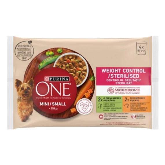 Purina ONE MINI Weight Control/Steril nedves kutyaeledel pulykával és csirkével 4 x 85 g
