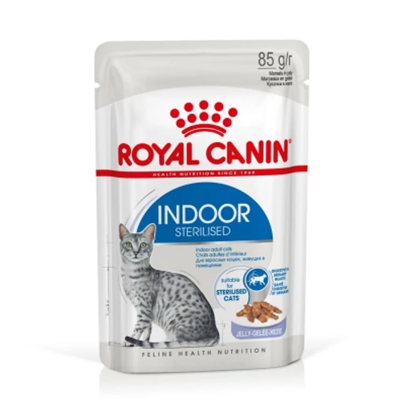 Royal Canin Indoor Sterilised Jelly - lakásban tartott felnőtt macska zselés nedves táp 12 x 85 g