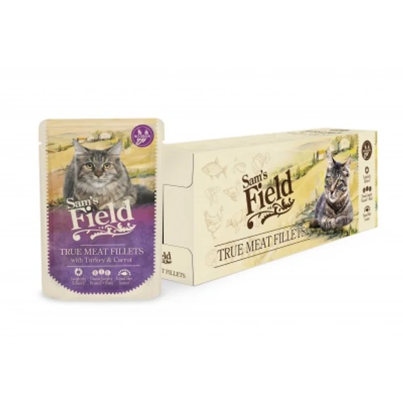 Sam's Field nedves állateledel macskák részére pulyka-répa ízesítéssel 24X85g 30 ml