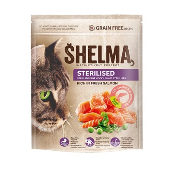 Shelma Sterilised gabonamentes száraz macskaeledel - lazac 750 g