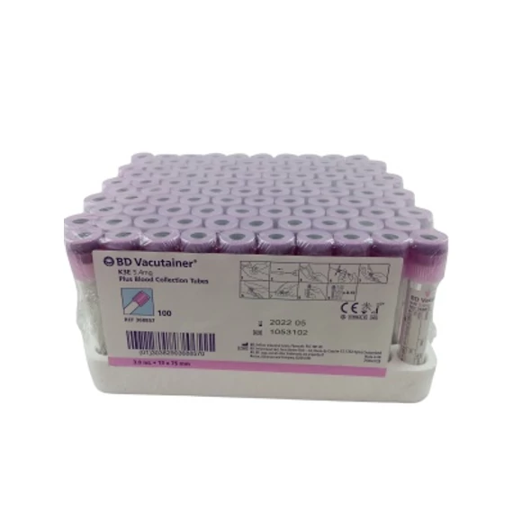 VÉRCSŐ VACUTAINER K3EDTA 3 ML LILA 100X