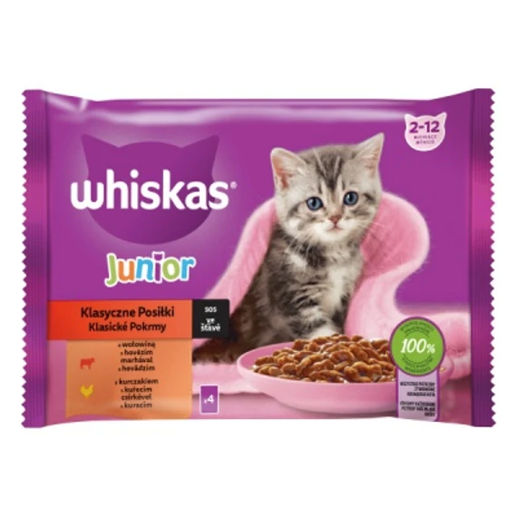 WHISKAS alutasakos 4-pack húsos JUNIOR 4*85g eledel macskák részére 85 g