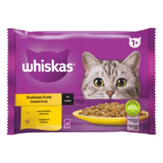WHISKAS alutasakos  4-pack szárnyas válogatás mártásban 4*85g eledel macskák részére 85 g