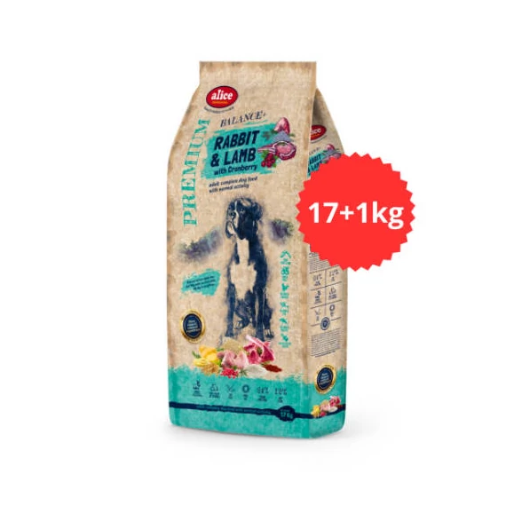alicePROFESSIONAL 17+1kg Adult Balance+ Rabbit&Lamb with Cranberry száraztáp - Felnőtt kutyák részére