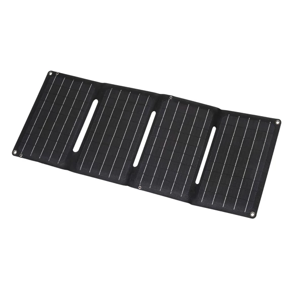 HOME MSC20W hordozható napelemes USB töltő, összecsukható, 20Watt, USB-A + USB-C + DC kimenet, PD gyorstöltés, LED töltésjelző, felakasztható, tartozék karabinerekkel