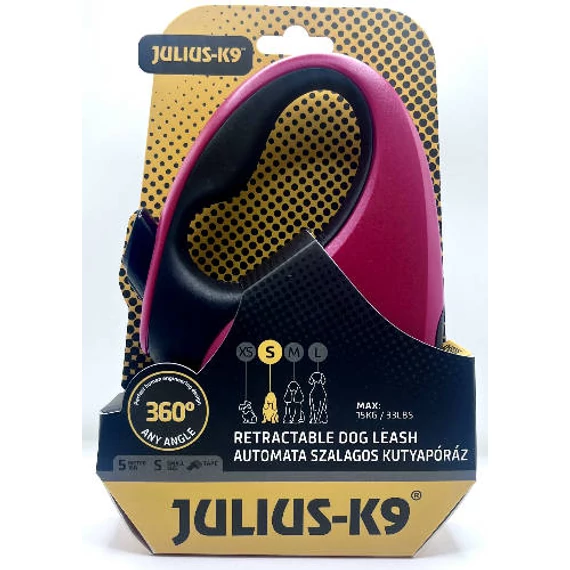 JK9 Retractable Dog Leash -  automata szalagos póráz (piros-fekete) kutyák részére (S) 5 méter