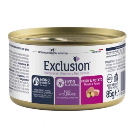 Exclusion Hypoallergenic Pork & Potato konzerv macskák számára 85 g