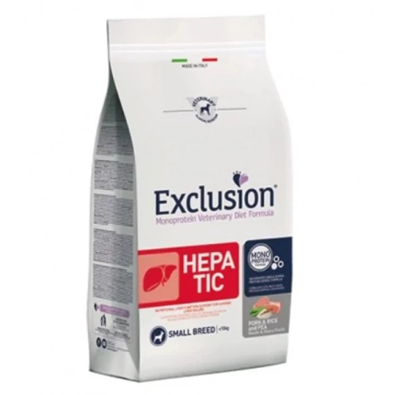 Exclusion Hepatic Pork & Rice & Pea Small Breed száraz kutyatáp 2 kg
