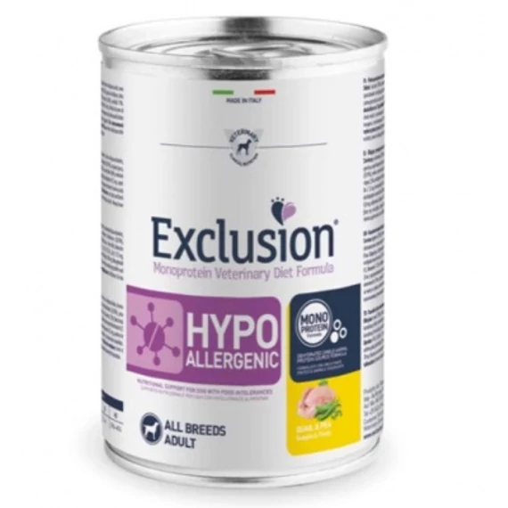 Exclusion Hypoallergenic Quail & Pea konzerv kutyák számára 400 g