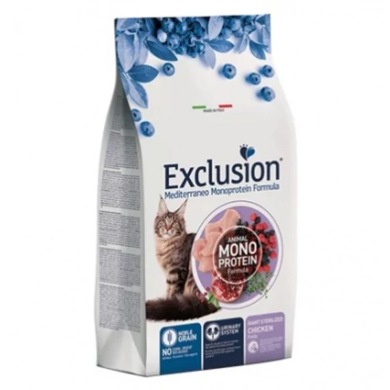 Exclusion Mediterraneo Monoprotein Chicken Giant Sterilized száraz macskatáp ivartalanított macskáknak 1.5 kg