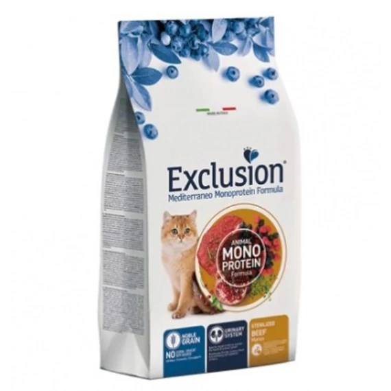 Exclusion Mediterraneo Monoprotein Beef Sterilized száraz macskatáp ivartalanított macskáknak 1.5 kg