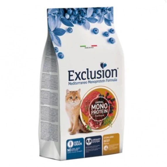 Exclusion Mediterraneo Monoprotein Beef Sterilized száraz macskatáp ivartalanított macskáknak 300 g