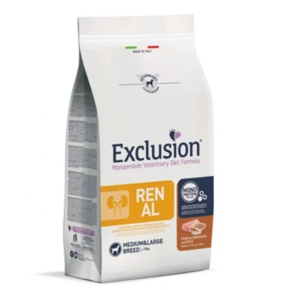 Exclusion Renal Pork & Sorghum and Rice Medium & Large Breed száraz kutyatáp 2 kg