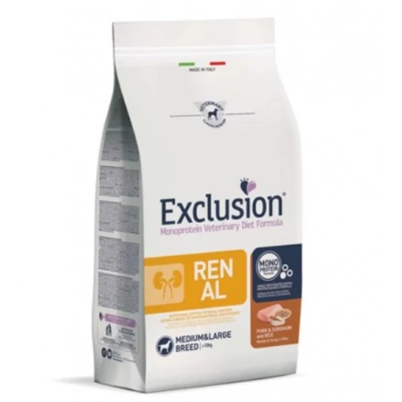 Exclusion Renal Pork & Sorghum and Rice Medium & Large Breed száraz kutyatáp 12 kg