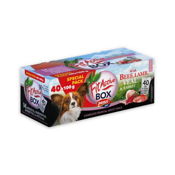 FitActive DOG FITABOX Lamb & Rabbit (marha,borjú,bárány,nyúl) - nedves eledel válogatás, szószban, kutyák részére, 40x100g
