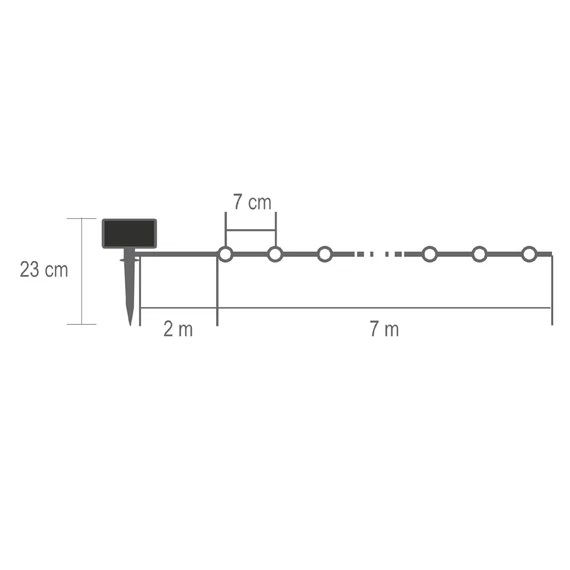 Home SLC100WW szolár fényfüzér, 100db melegfehér LED, 7m hosszúság, zöld vezeték, kültéri kivitel
