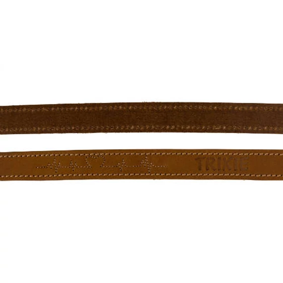 Trixie Greased Leather lead - bőr nyakörv (barna,szívritmus mintával) kutyák részére (L-XL) 2m/25mm