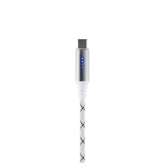 Home USBCC2M100L töltőkábel, USB-C / USB-C, 2 méter, 100W gyorstöltés, töltésjelző LED-sor, szőtt nylon burkolat