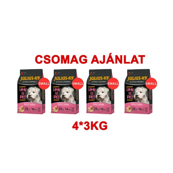 CSAOMAG AJÁNLAT: JULIUS-K9 4*3kg ADULT HYPOALLERGENIC Lamb&Rice (bárány&rizs) SMALL