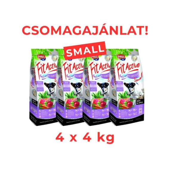 CSOMAGAJÁNLAT - FitActive Everyday Small Adult (marha,alma) száraztáp - Kistestű felnőtt kutyák részére (4 X 4 kg)